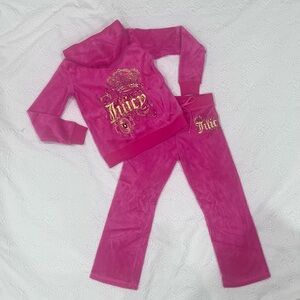 Juicy Couture Vintage -  Fuchsia Velour Set - Track Suit - Girls size - 8